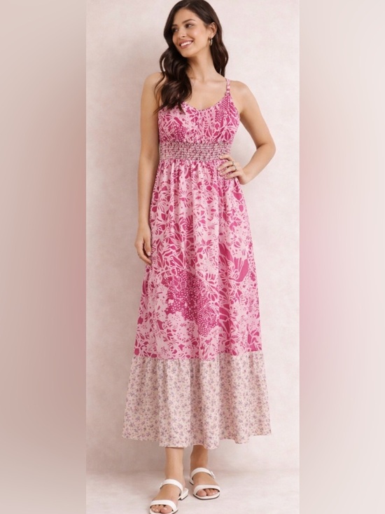 Dresses & Skirts - Maeve Anthropologie Pink Floral Maxi Dress Smocked Bodice Boho Romantic